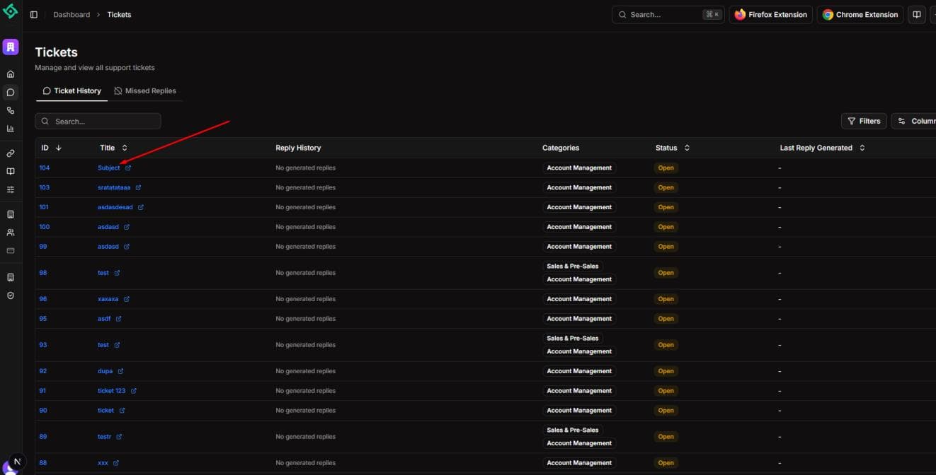 Ticket visible in the Konrado.AI Tickets view