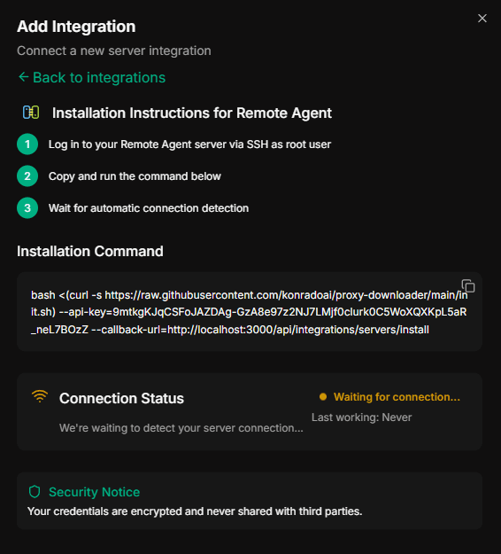 Remote Agent installation instructions